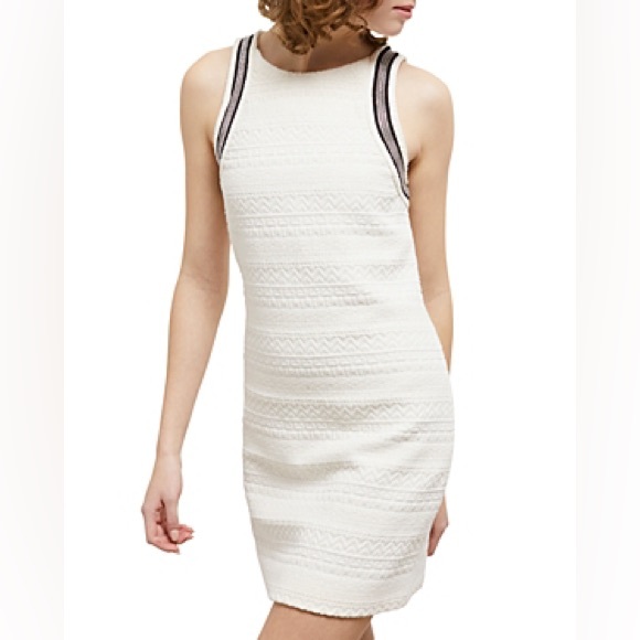 The Kooples White Ribbed Tank Dress with Black Trim - Picture 4 of 8